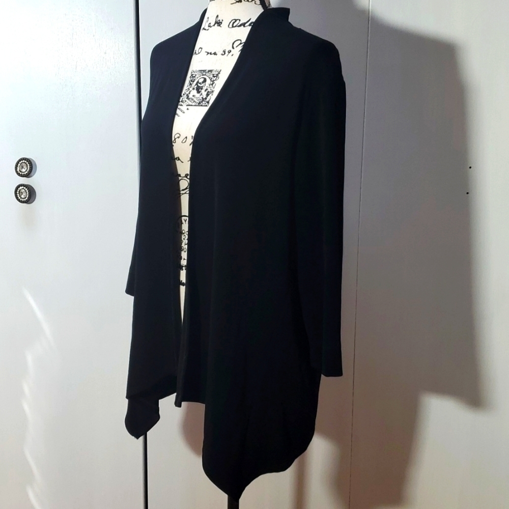 Travelers By Chico's |Womens Black Open Neutral  Cardigan w/ Back Detail Sz.M